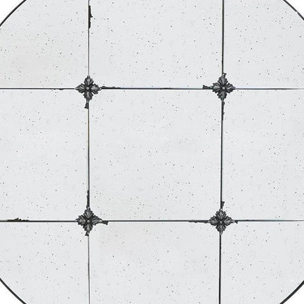 36" Black Round Iron Framed Antiqued Glass Accent Mirror HomeRoots