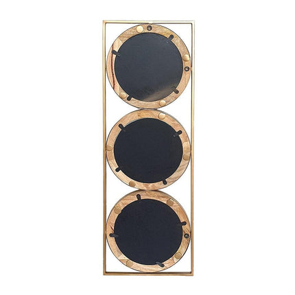 14" Brown and Gold Aluminum and Wood Geometric Framed Accent Mirror HomeRoots