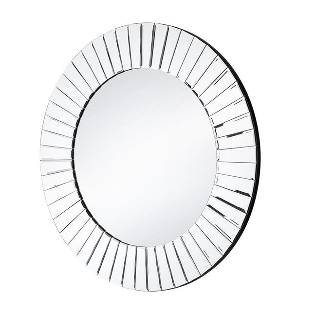 24" Clear Round Beveled Glass Framed Accent Mirror HomeRoots