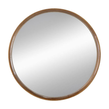32" Brown Round Wood Framed Accent Mirror HomeRoots