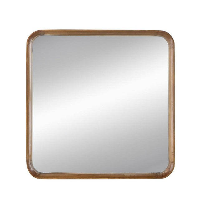 32" Brown Square Wood Framed Accent Mirror HomeRoots