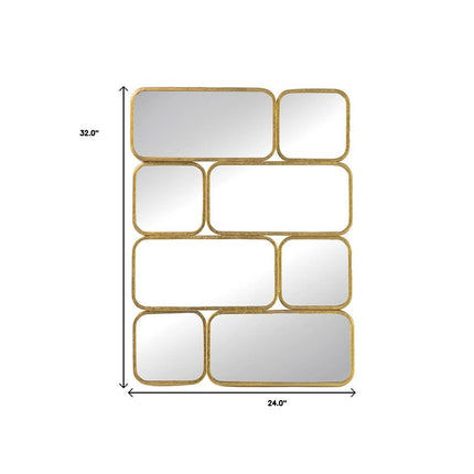 32" Gold Iron Framed Accent Mirror
