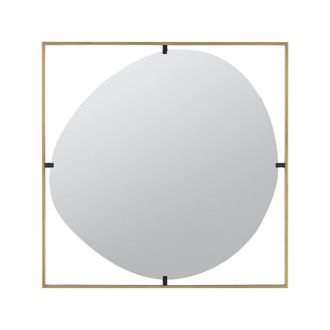 32" Gold Square Iron Framed Accent Mirror HomeRoots
