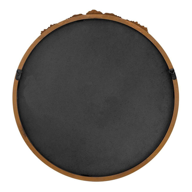 30" Brown Crowned Top Antiqued Glass Framed Accent Mirror HomeRoots
