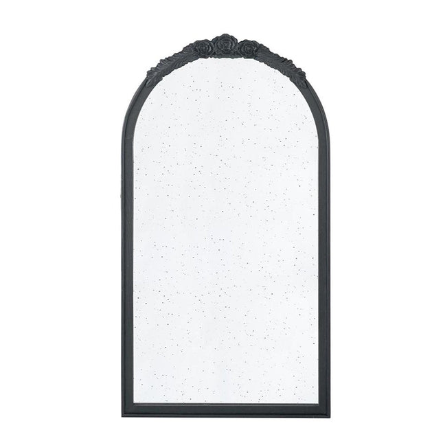 42" Black Crowned Top Antiqued Glass Arch Framed Accent Mirror HomeRoots