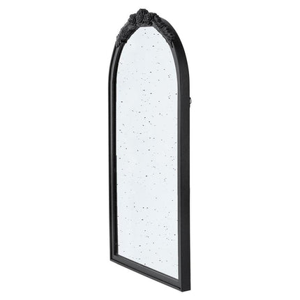 42" Black Crowned Top Antiqued Glass Arch Framed Accent Mirror HomeRoots