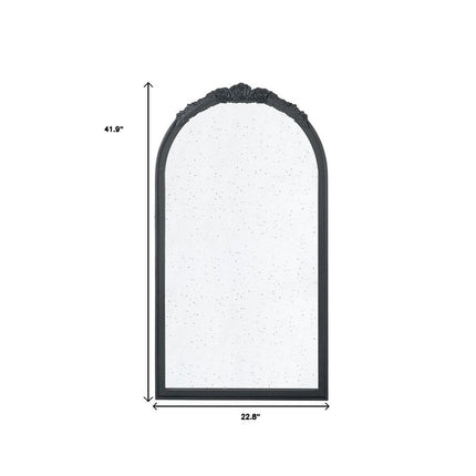 42" Black Crowned Top Antiqued Glass Arch Framed Accent Mirror HomeRoots