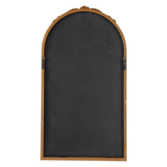 42" Brown Crowned Top Antiqued Glass Arch Framed Accent Mirror HomeRoots