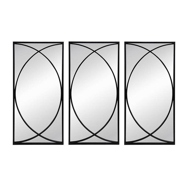 Set of Three Black Iron Framed Accent Mirror HomeRoots