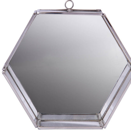 8" Silver Hexagon Steel Framed Accent Mirror HomeRoots