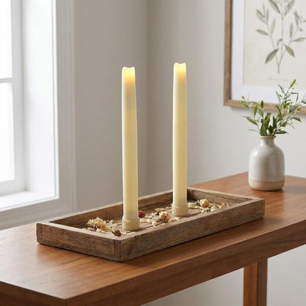 Set of Two Ivory Flameless Taper Candle