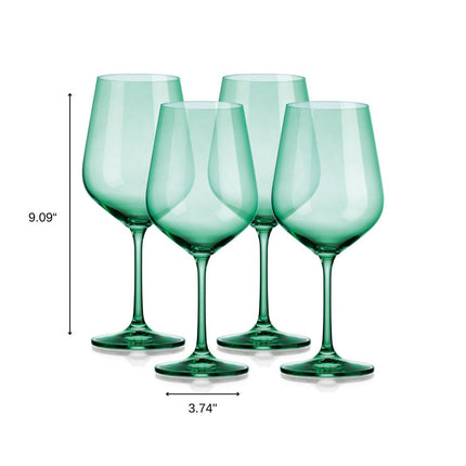 Set of Four Green Crystal Balloon Bowl Stemmed Red Wine Glass HomeRoots
