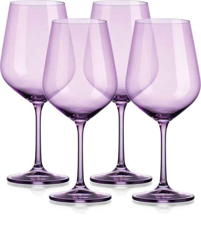 Set of Four Purple Crystal Balloon Bowl Stemmed Red Wine Glass HomeRoots