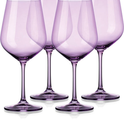 Set of Four Purple Crystal Balloon Bowl Stemmed Red Wine Glass HomeRoots