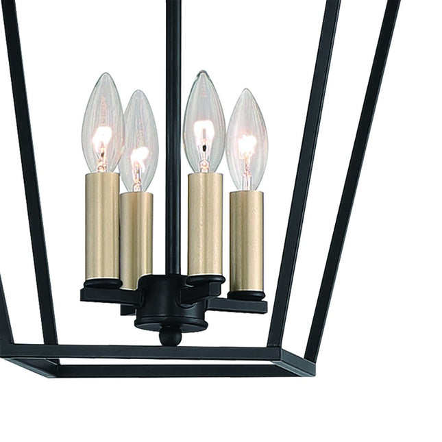 Black And Gold Kitchen Island Four Light Metal Dimmable Chandelier With Black Shades HomeRoots