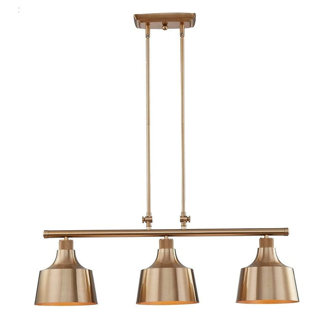 Gold Kitchen Island Three Light Metal Dimmable Chandelier With Gold Shades HomeRoots