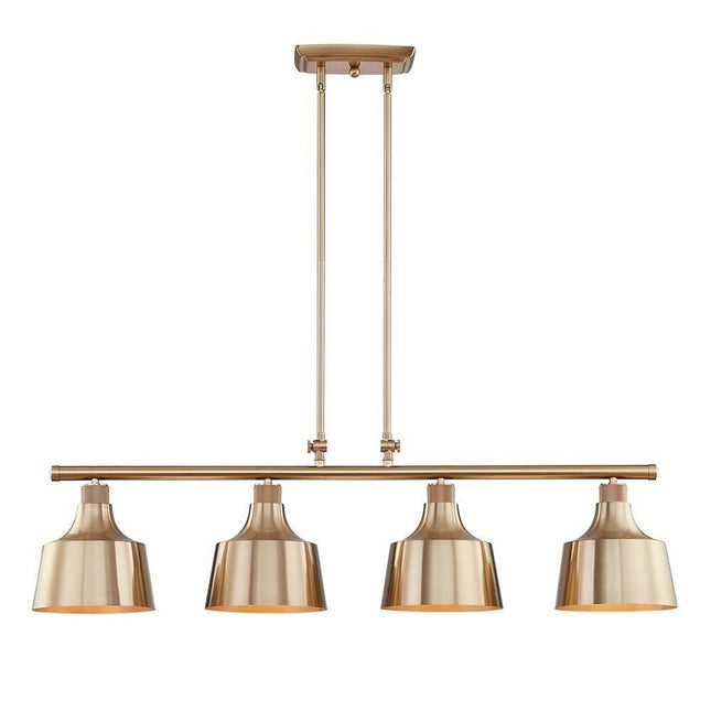 Gold Kitchen Island Four Light Metal Dimmable Chandelier With Gold Shades HomeRoots