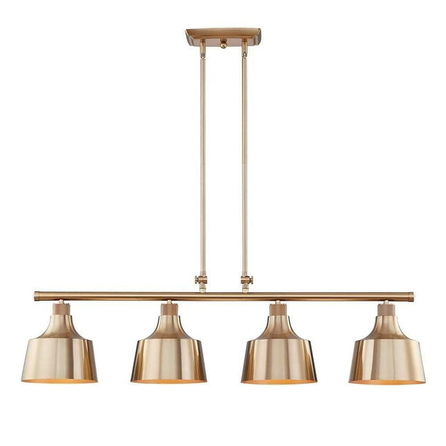 Gold Kitchen Island Four Light Metal Dimmable Chandelier With Gold Shades HomeRoots