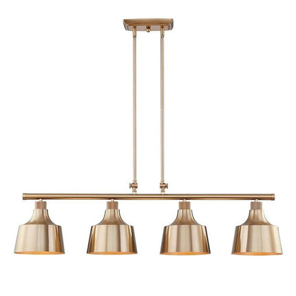 Gold Kitchen Island Four Light Metal Dimmable Chandelier With Gold Shades