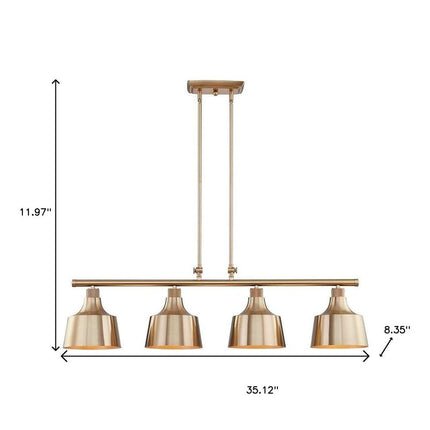 Gold Kitchen Island Four Light Metal Dimmable Chandelier With Gold Shades