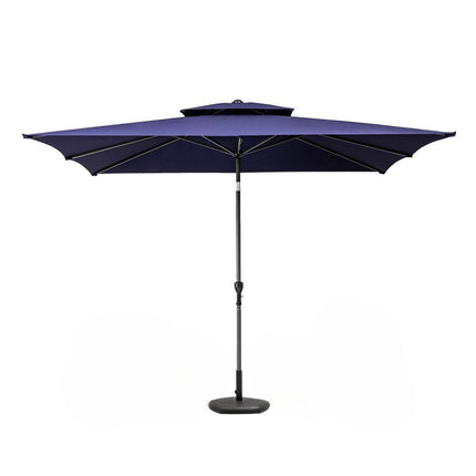 9' Navy Blue Polyester Rectangular Tilt Market Patio Umbrella HomeRoots