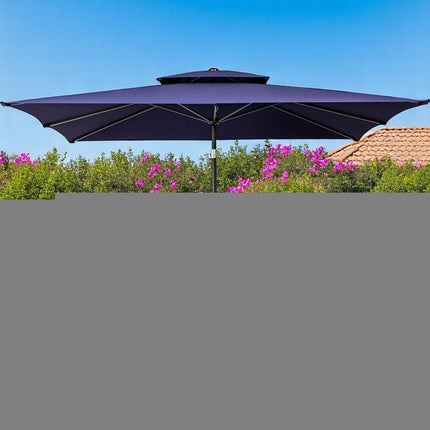 9' Navy Blue Polyester Rectangular Tilt Market Patio Umbrella HomeRoots