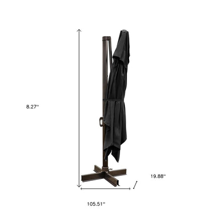 13' Black Polyester Rectangular Tilt Cantilever Patio Umbrella With Stand HomeRoots