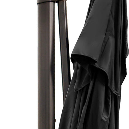 13' Black Polyester Rectangular Tilt Cantilever Patio Umbrella With Stand HomeRoots