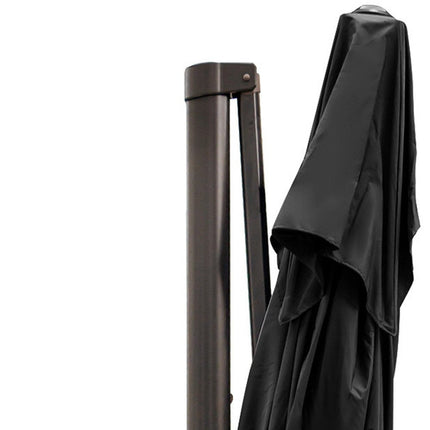 13' Black Polyester Rectangular Tilt Cantilever Patio Umbrella With Stand HomeRoots