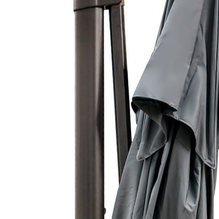 113" Dark Gray Polyester Rectangular Tilt Cantilever Patio Umbrella With Stand HomeRoots