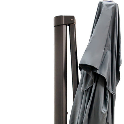 113" Dark Gray Polyester Rectangular Tilt Cantilever Patio Umbrella With Stand HomeRoots