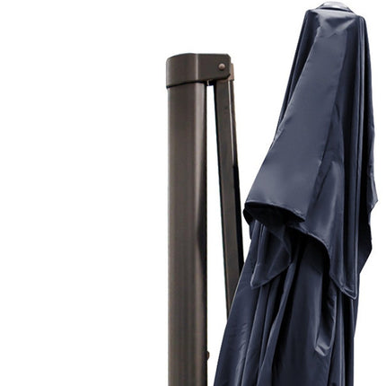 13' Navy Blue Polyester Rectangular Tilt Cantilever Patio Umbrella with Stand HomeRoots