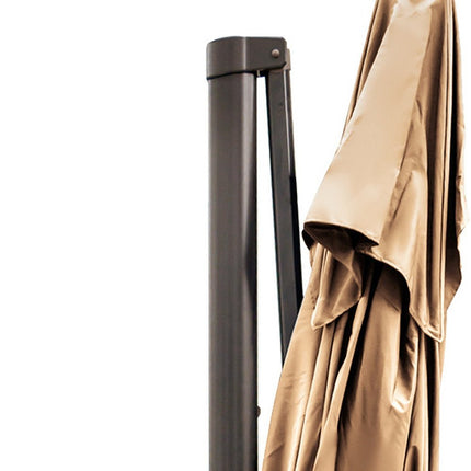 8" Tan Polyester Rectangular Tilt Cantilever Patio Umbrella with Stand HomeRoots