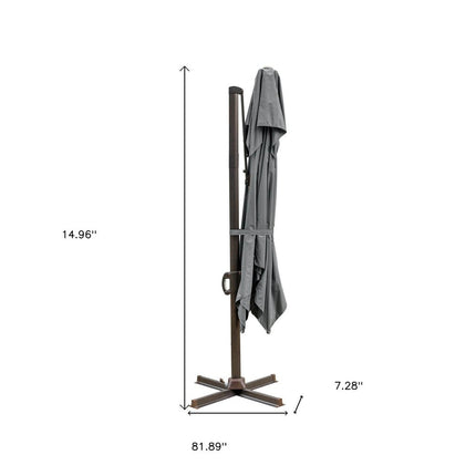 10' Dark Gray Polyester Square Tilt Cantilever Patio Umbrella With Stand HomeRoots