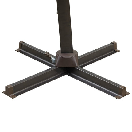 10' Tan Polyester Square Tilt Cantilever Patio Umbrella with Stand HomeRoots