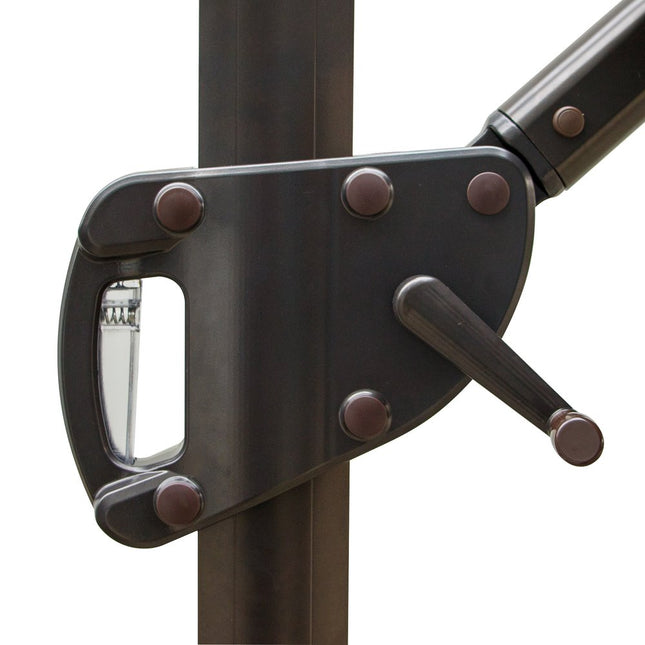 10' Tan Polyester Square Tilt Cantilever Patio Umbrella With Stand HomeRoots