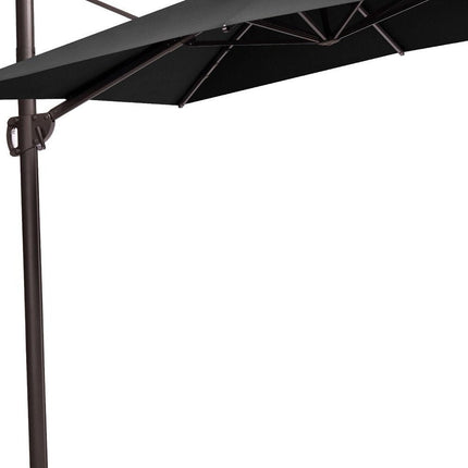 11' Black Polyester Round Tilt Cantilever Patio Umbrella With Stand HomeRoots