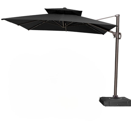 11' Black Polyester Round Tilt Cantilever Patio Umbrella With Stand HomeRoots