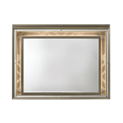 37" Champagne Lighted Wood Framed Mounted Dresser Mirror HomeRoots