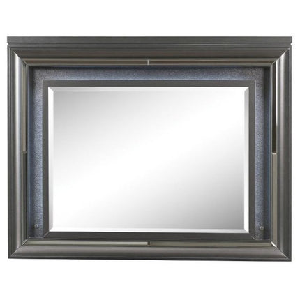 39" Gunmetal Lighted Wood Framed Mounted Dresser Mirror HomeRoots