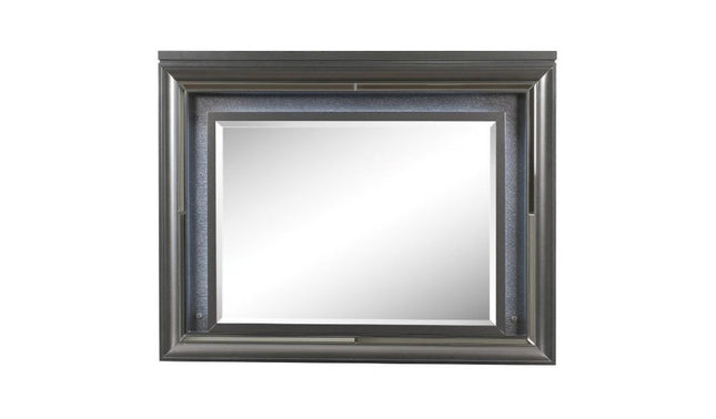 39" Gunmetal Lighted Wood Framed Mounted Dresser Mirror HomeRoots