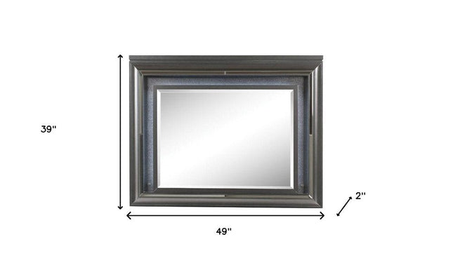 39" Gunmetal Lighted Wood Framed Mounted Dresser Mirror HomeRoots