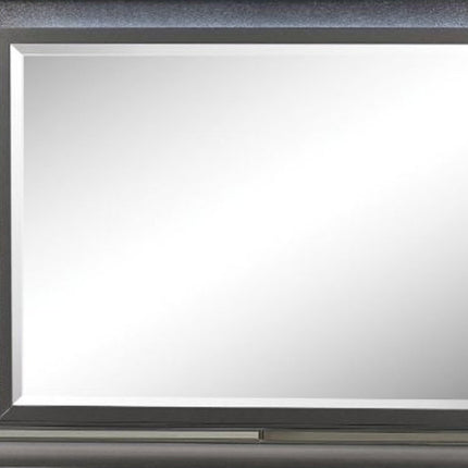 39" Gunmetal Lighted Wood Framed Mounted Dresser Mirror