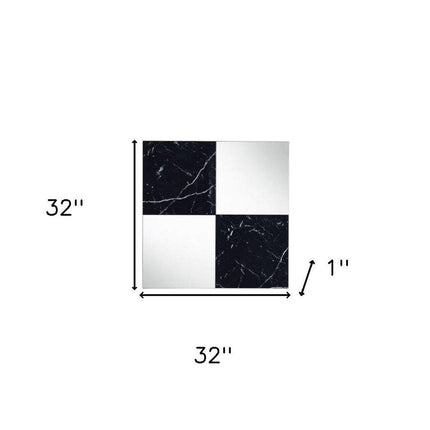 32" Black And Gray Square Wood composite Framed Accent Mirror HomeRoots