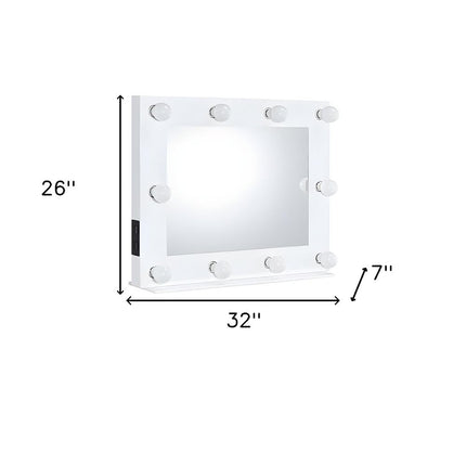 26" White Metal Framed Mounted Accent Mirror