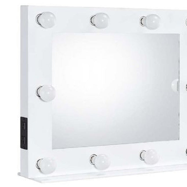 26" White Metal Framed Mounted Accent Mirror HomeRoots