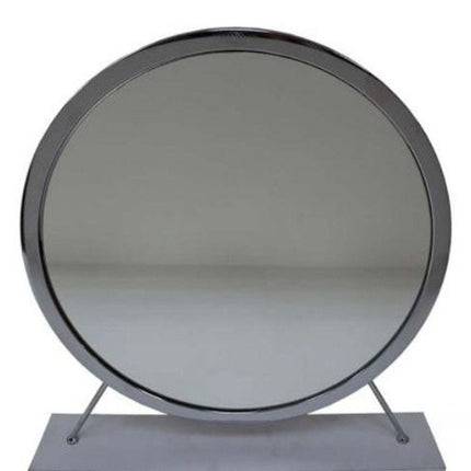 19" Gray Metal Round Freestanding Ornate Framed Makeup Shaving Tabletop Mirror HomeRoots
