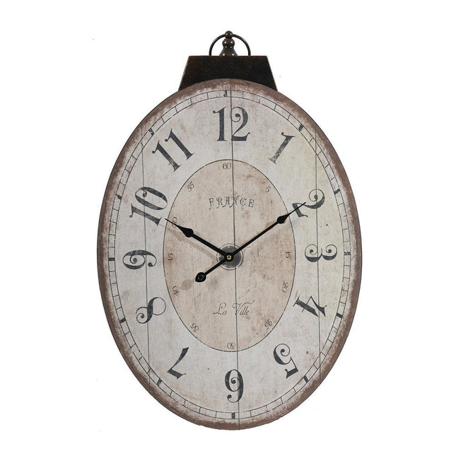 18" Oval Ivory Wood Analog Wall Clock HomeRoots