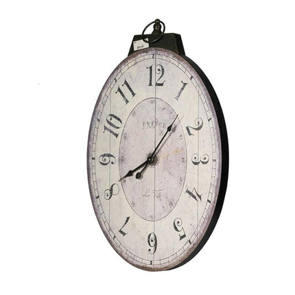 18" Oval Ivory Wood Analog Wall Clock HomeRoots