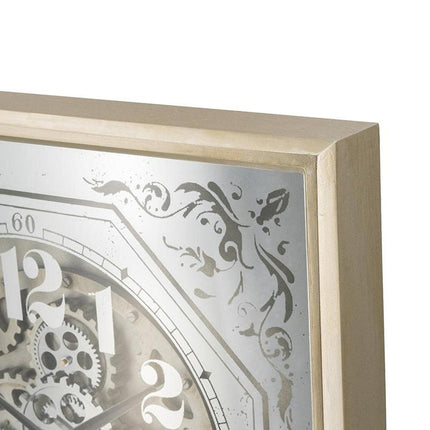 24" Square Gold and Silver Wood and Mirror Exposed Gear Wall Clock HomeRoots